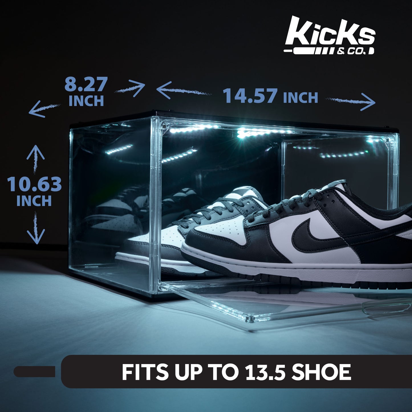 Kicks & Co Shoe Display Box XL with LED Lighting, remote control, USB Powered, 1 pack