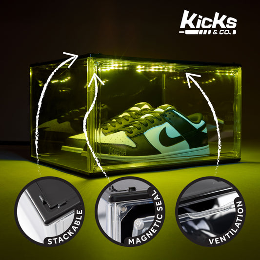 Kicks & Co Shoe Display Box XL with LED Lighting, remote control, USB Powered, 1 pack