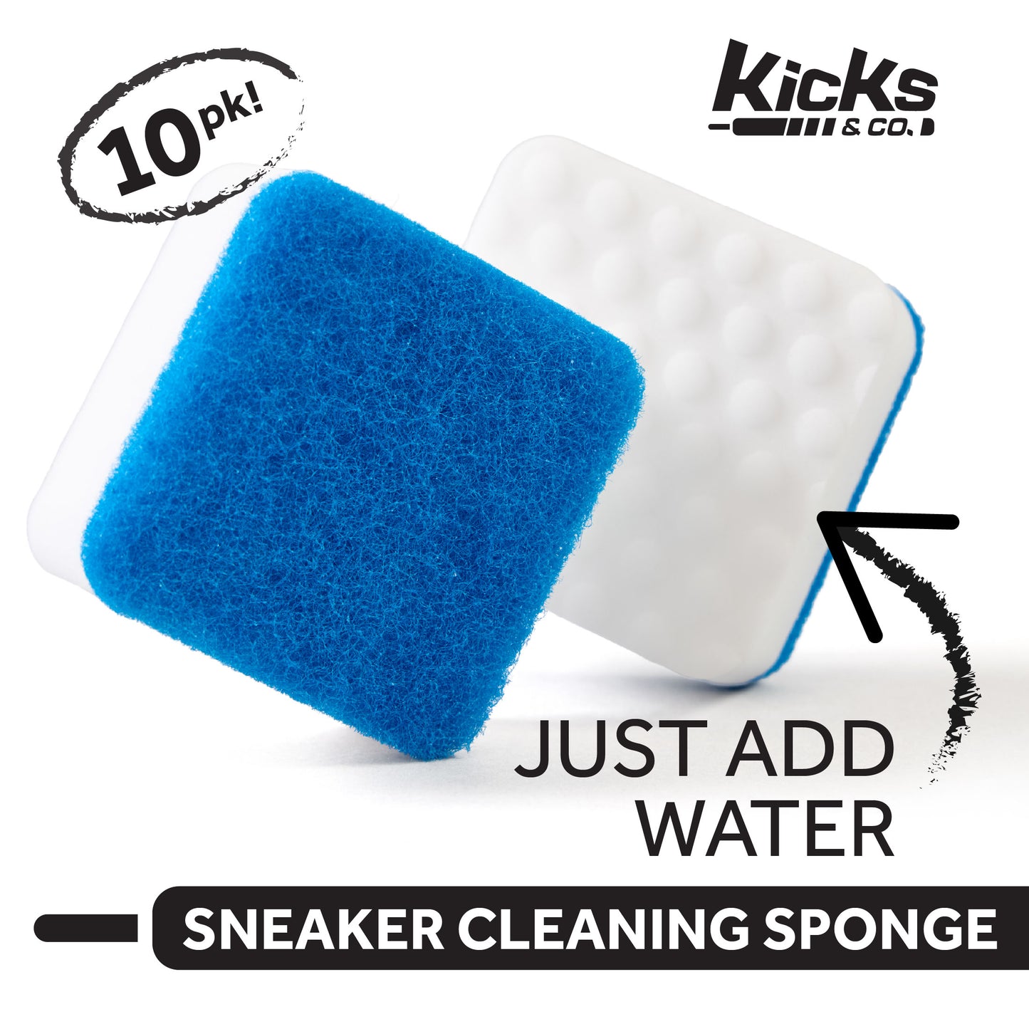 Kicks & Co Shoe Premium Cleaning Sponges, Dual Textured, 10 pack