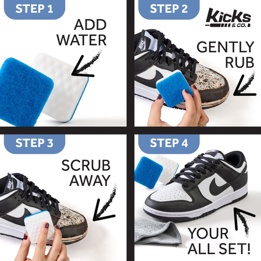 Kicks & Co Shoe Premium Cleaning Sponges, Dual Textured, 10 pack