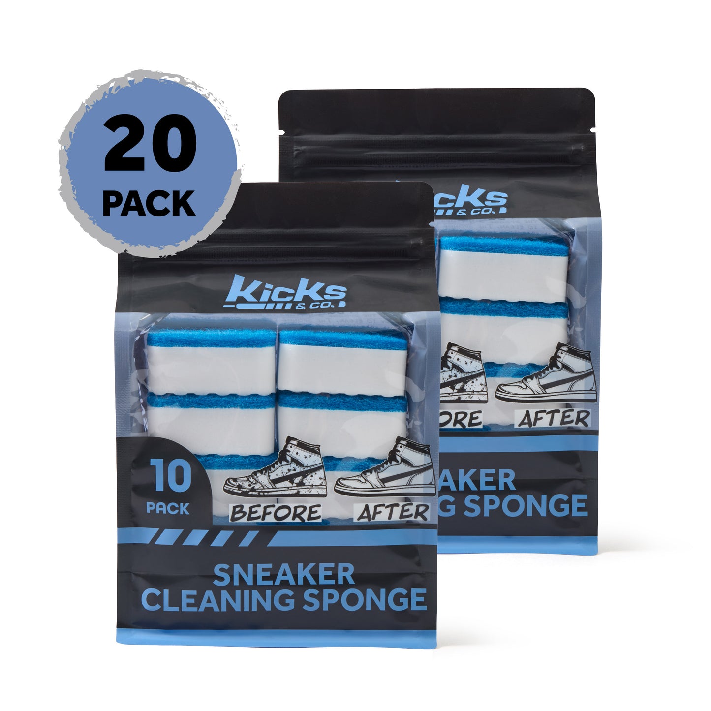 Kicks & Co Shoe Premium Cleaning Sponges, Dual Textured, 10 pack