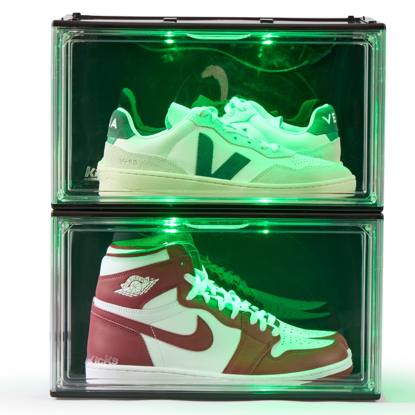 Kicks & Co Shoe Display Box XL with LED Lighting, remote control, USB Powered, 1 pack