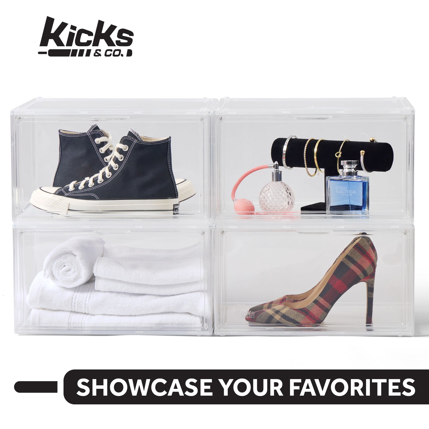 Kicks & Co Shoe Display Box XL, Stackable, 2 pack