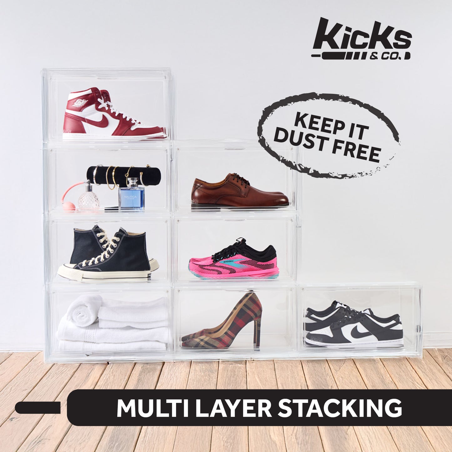 Kicks & Co Shoe Display Box XL, Stackable, 2 pack