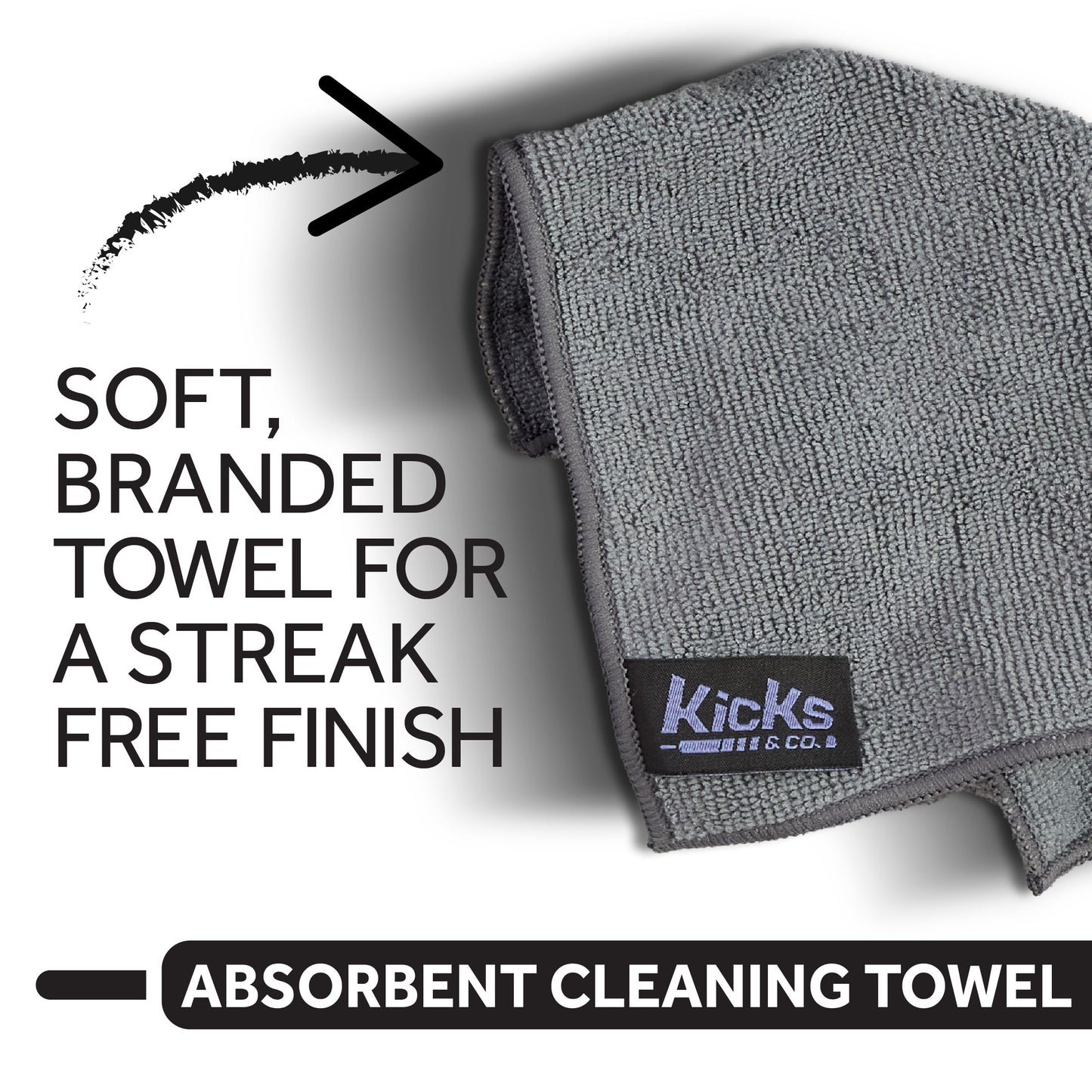 Kicks & Co Shoe Cleaning Kit, Includes Cleaning Solution, Brush, Towel, Zippered Travel Kit