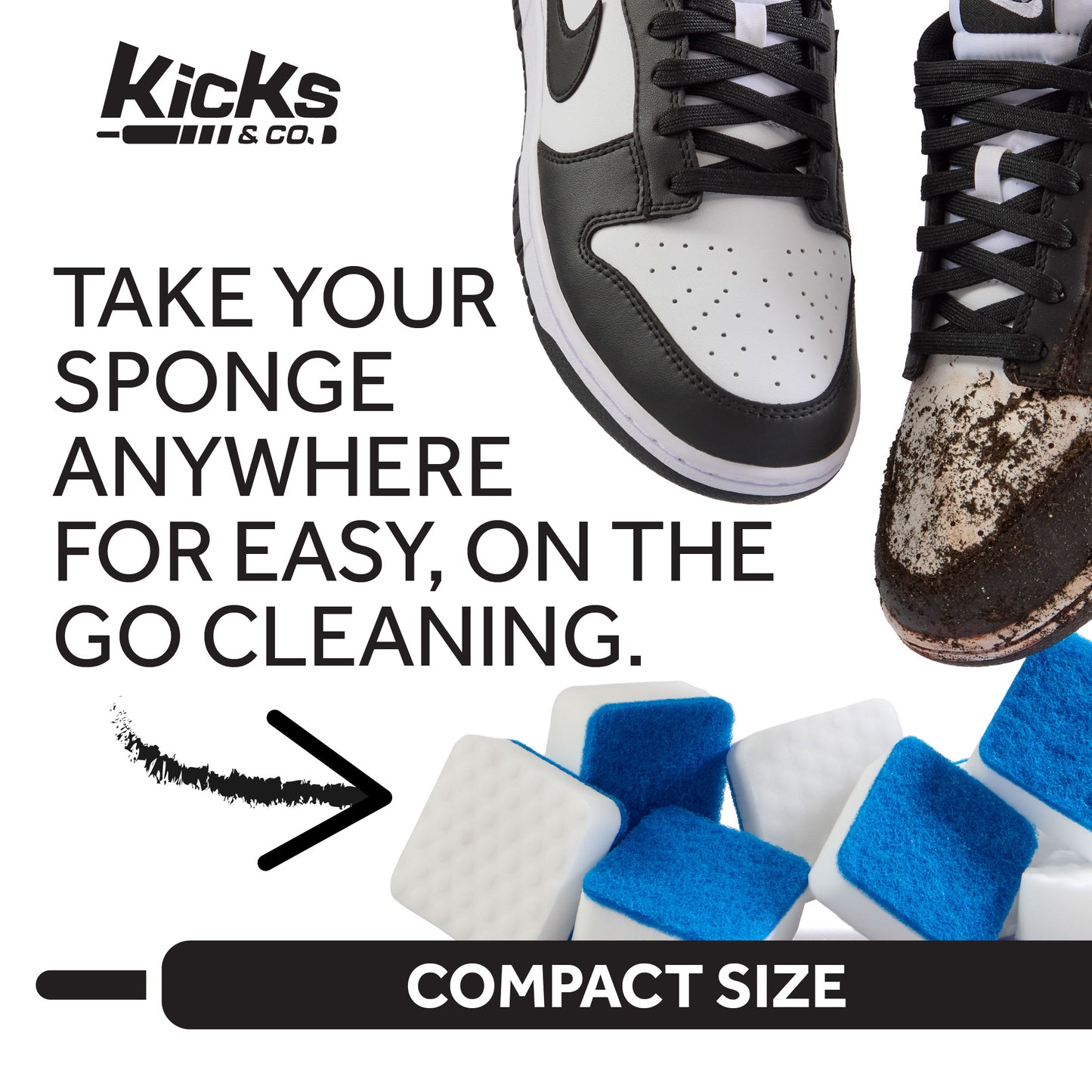 Kicks & Co Shoe Premium Cleaning Sponges, Dual Textured, 10 pack