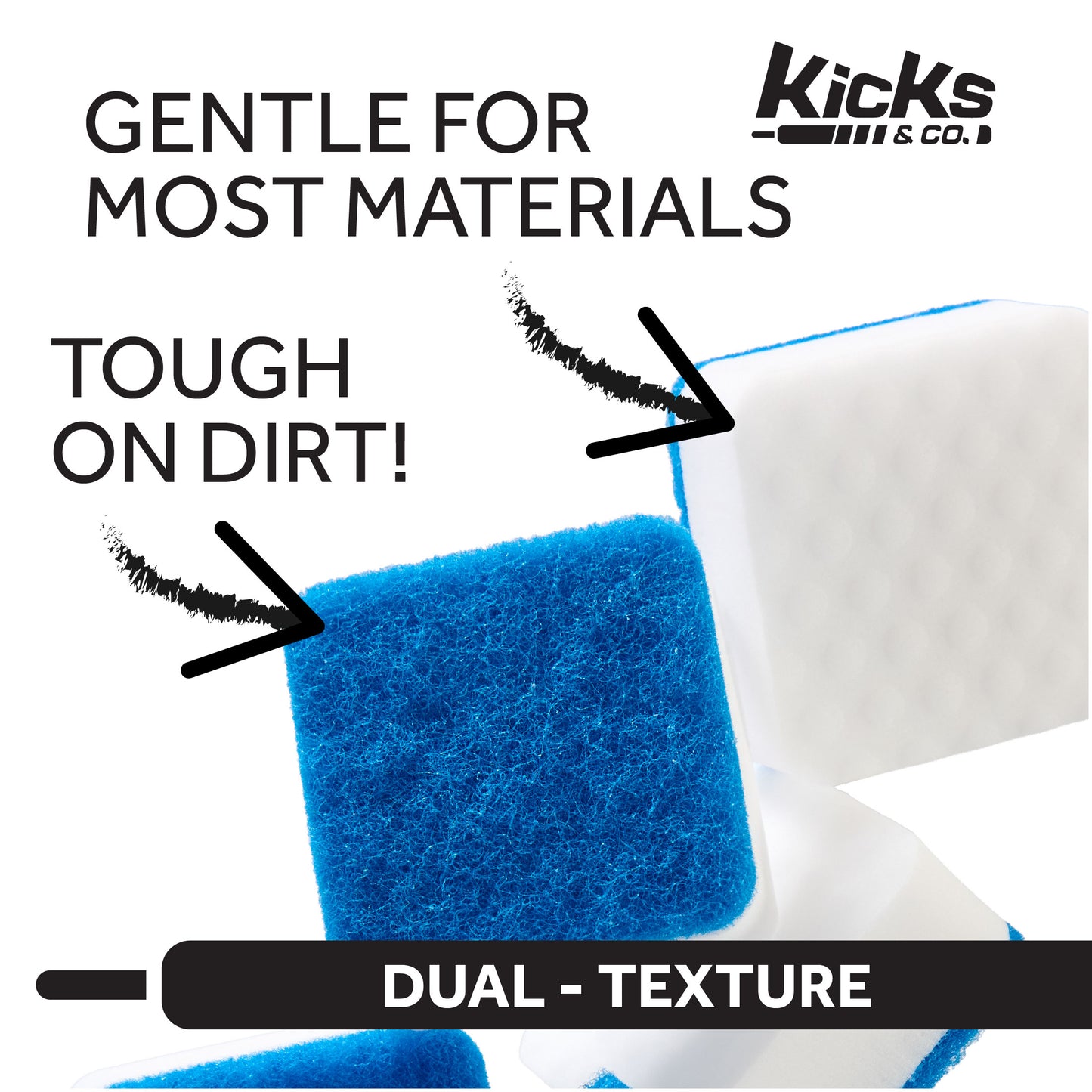 Kicks & Co Shoe Premium Cleaning Sponges, Dual Textured, 10 pack