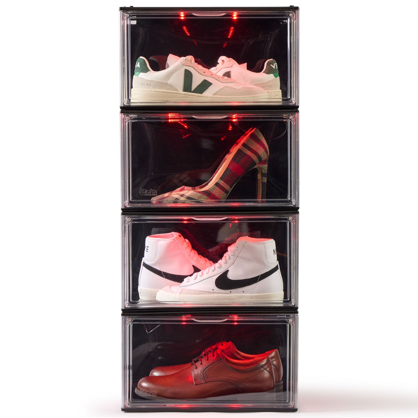 Kicks & Co Shoe Display Box XL with LED Lighting, remote control, USB Powered, 1 pack